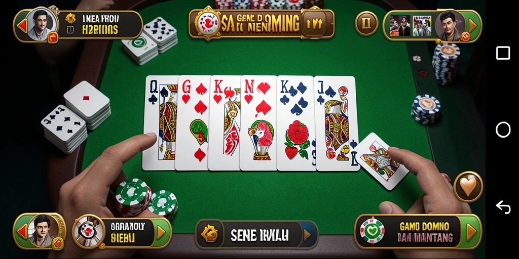 Tampilan gameplay seru dari 33ZK yang menampilkan kartu Domino.