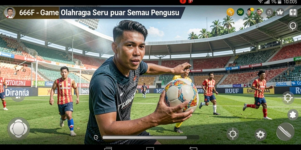 Tampilan gameplay olahraga seru di 666F dengan grafis menarik.