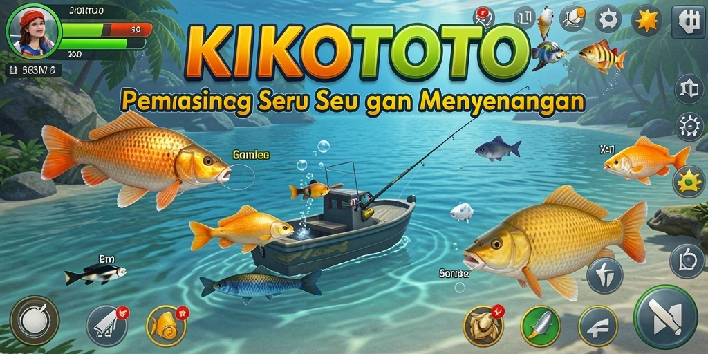 Tampilan gameplay KIKOTOTO yang menggambarkan pengalaman memancing yang mendebarkan.