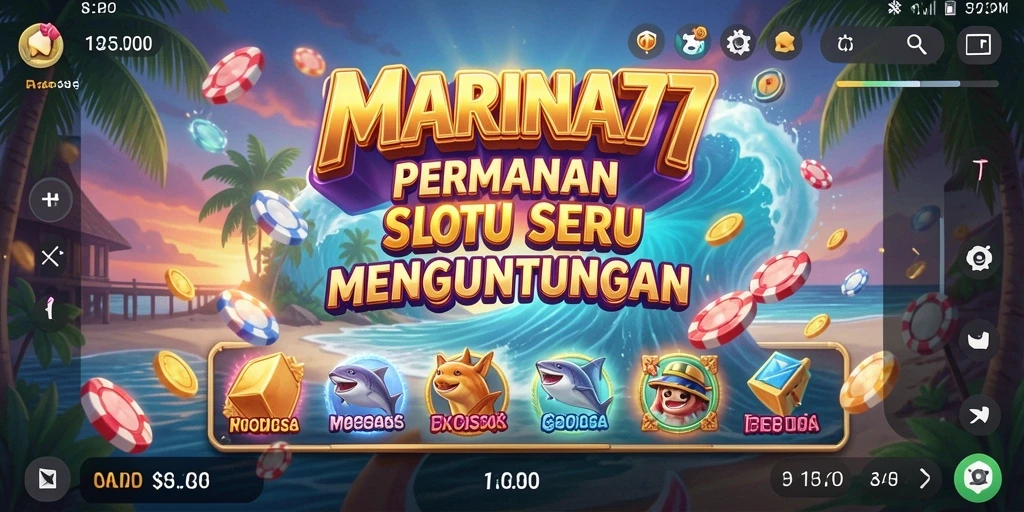 Screenshot gameplay <strong>MARINA77</strong> menampilkan keseruan bermain Slot dengan beragam tema.