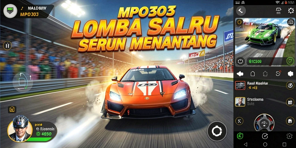 Gameplay MPO303 menunjukkan balapan seru dengan berbagai kendaraan.