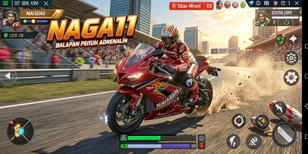 Tampilan balapan motor yang intens dan mengasyikkan.