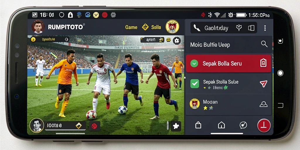 Gameplay seru RUMPITOTO dengan aksi sepak bola yang realistis.