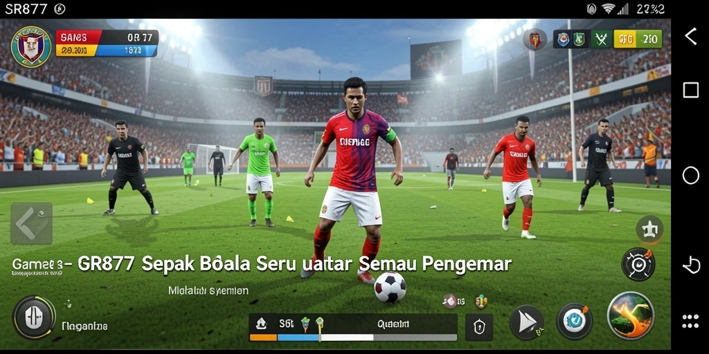 Tampilan gameplay menarik dalam SR877 dengan aksi sepak bola yang mendebarkan.